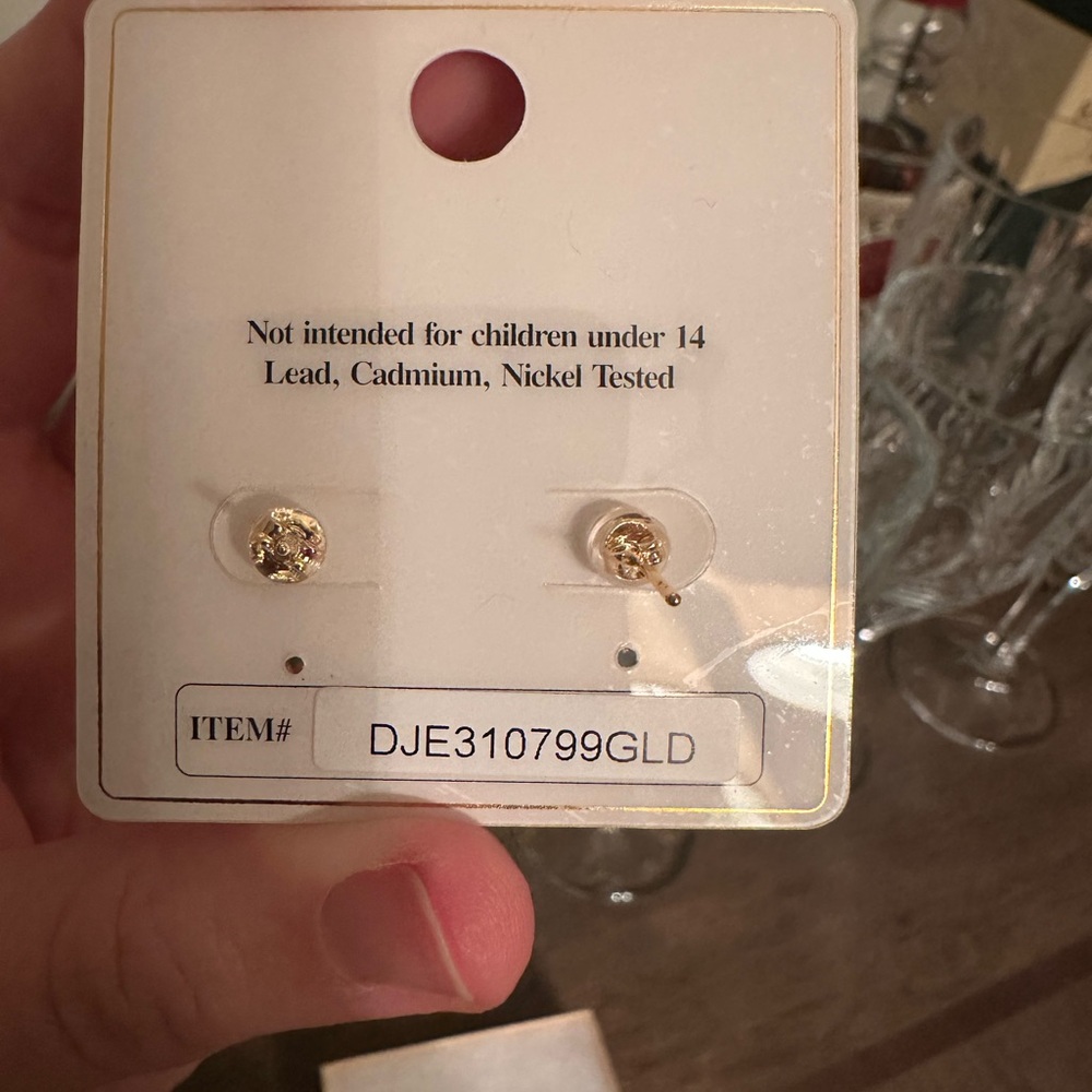 Heart Shaped Earrings - 14K Gold Dipped Heart Stud Earrings - Picture 8 of 8